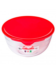 Tradineur - Bol de mezclas de vidrio borosilicato con tapa de plástico, cuenco multiusos apto para microondas, lavavajillas (1 l