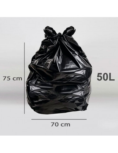 Tradineur - Pack de 15 bolsas de basura de plástico reciclado resistentes y antigoteo para papeleras y cubos de basura (Negro, 5
