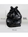 Tradineur - Pack de 15 bolsas de basura de plástico reciclado resistentes y antigoteo para papeleras y cubos de basura (Negro, 5