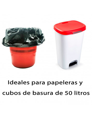 Tradineur - Pack de 15 bolsas de basura de plástico reciclado resistentes y antigoteo para papeleras y cubos de basura (Negro, 5