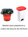 Tradineur - Pack de 15 bolsas de basura de plástico reciclado resistentes y antigoteo para papeleras y cubos de basura (Negro, 5