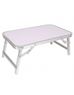 Tradineur - Mesa de aluminio plegable para cama, bandeja con patas para desayuno, ordenador portátil, multifuncional, portátil,