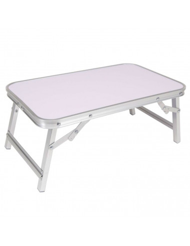 Tradineur - Mesa de aluminio plegable para cama, bandeja con patas para desayuno, ordenador portátil, multifuncional, portátil,