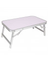 Tradineur - Mesa de aluminio plegable para cama, bandeja con patas para desayuno, ordenador portátil, multifuncional, portátil,