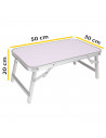 Tradineur - Mesa de aluminio plegable para cama, bandeja con patas para desayuno, ordenador portátil, multifuncional, portátil,