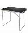 Tradineur - Mesa plegable metálica para playa, camping, incluye asa de transporte y patas plegables, ligera, portátil (Gris oscu