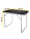Tradineur - Mesa plegable metálica para playa, camping, incluye asa de transporte y patas plegables, ligera, portátil (Gris oscu