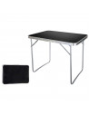 Tradineur - Mesa metálica plegable para playa, camping, incluye asa de transporte y patas plegables, ligera, portátil (Gris oscu