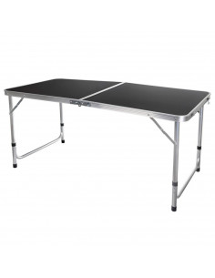 Tradineur - Mesa metálica plegable, 2 posiciones de altura ajustable, asa de transporte, ligera,  playa, camping (Gris oscuro, 5