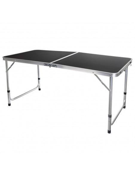 Tradineur - Mesa metálica plegable, 2 posiciones de altura ajustable, asa de transporte, ligera,  playa, camping (Gris oscuro, 5