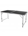 Tradineur - Mesa metálica plegable, 2 posiciones de altura ajustable, asa de transporte, ligera,  playa, camping (Gris oscuro, 5