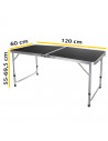 Tradineur - Mesa metálica plegable, 2 posiciones de altura ajustable, asa de transporte, ligera,  playa, camping (Gris oscuro, 5