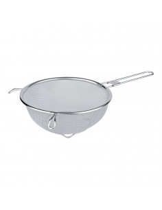 Tradineur - Colador de acero inoxidable de malla con patas, de 22 cm de diámetro y 10 cm de alto. Escurridor para realizar labor