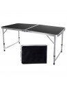 Tradineur - Mesa metálica plegable, 2 posiciones de altura ajustable, asa de transporte, ligera,  playa, camping (Gris oscuro, 5
