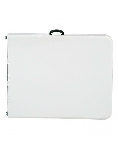 Tradineur - Mesa plegable de metal con superficie de plástico y asa de transporte, multiusos, playa, camping, eventos, catering