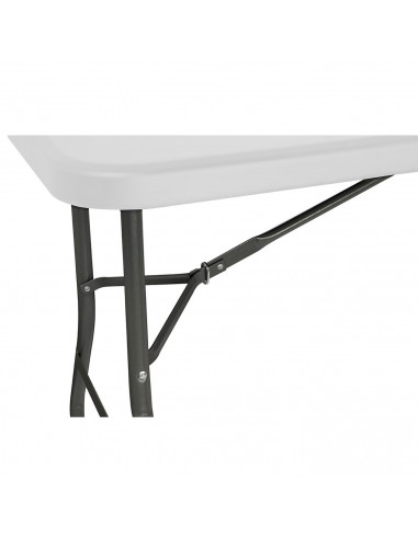 Tradineur - Mesa plegable de metal con superficie de plástico y asa de transporte, multiusos, playa, camping, eventos, catering