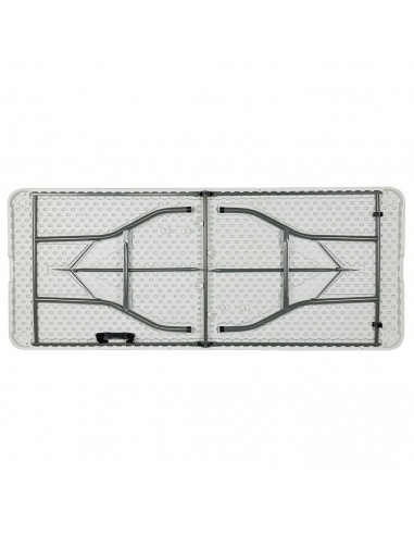 Tradineur - Mesa plegable de metal con superficie de plástico y asa de transporte, multiusos, playa, camping, eventos, catering