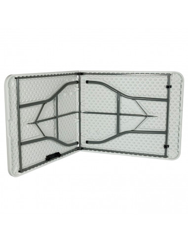 Tradineur - Mesa plegable de metal con superficie de plástico y asa de transporte, multiusos, playa, camping, eventos, catering