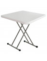 Tradineur - Mesa plegable con altura ajustable, 3 posiciones, estructura de metal y plástico, portátil, playa, camping (Blanco,