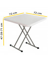 Tradineur - Mesa plegable con altura ajustable, 3 posiciones, estructura de metal y plástico, portátil, playa, camping (Blanco,