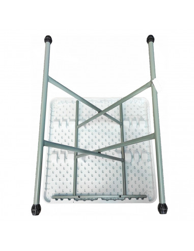 Tradineur - Mesa plegable con altura ajustable, 3 posiciones, estructura de metal y plástico, portátil, playa, camping (Blanco,