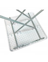 Tradineur - Mesa plegable con altura ajustable, 3 posiciones, estructura de metal y plástico, portátil, playa, camping (Blanco,