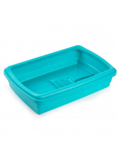 Tradineur - Arenero para gatos con pala, bandeja higiénica de plástico con borde alto extraíble, gatera, caja arena sanitaria, 4