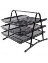Bandeja portadocumentos de 3 pisos de hierro 35 x 29 x 27 cm, soporte organizador, estante de malla metálica A4 para cartas, car