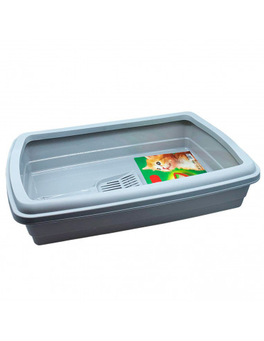 Tradineur - Arenero para gatos con pala, bandeja higiénica de plástico con borde alto extraíble, gatera, caja arena sanitaria, 4