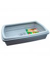 Tradineur - Arenero para gatos con pala, bandeja higiénica de plástico con borde alto extraíble, gatera, caja arena sanitaria, 4