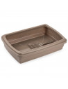 Tradineur - Arenero para gatos con pala, bandeja higiénica de plástico con borde alto extraíble, gatera, caja arena sanitaria, 4