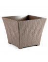 Tradineur - Maceta de plástico cuadrada Rattan, macetero, tiesto, recipiente para plantas, flores, balcón, terraza, jardín, 30,5