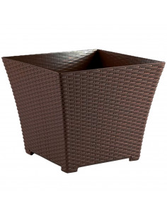 Tradineur - Maceta cuadrada de plástico Rattan, macetero, tiesto, recipiente para plantas, flores, balcón, terraza, jardín (Weng
