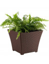 Tradineur - Maceta Rattan cuadrada de plástico, macetero, tiesto, recipiente para plantas, flores, balcón, terraza, jardín (Weng