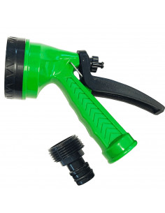 Pistola de riego para jardín con 5 funciones diferentes, pistola pulverizadora para manguera, patrones ajustables, boquilla alta