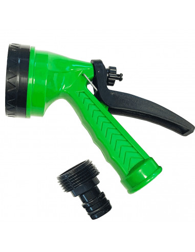 Pistola de riego para jardín con 5 funciones diferentes, pistola pulverizadora para manguera, patrones ajustables, boquilla alta