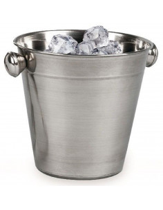Champanera de acero inoxidable, diámetro 14 cm, cubitera, cubo de champán para cubitos de hielo con asas, acabado mate, recipien