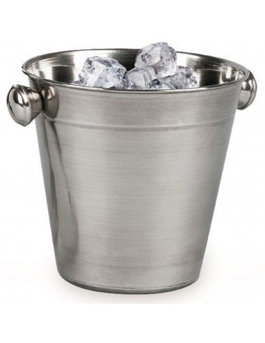 Champanera de acero inoxidable, diámetro 14 cm, cubitera, cubo de champán para cubitos de hielo con asas, acabado mate, recipien