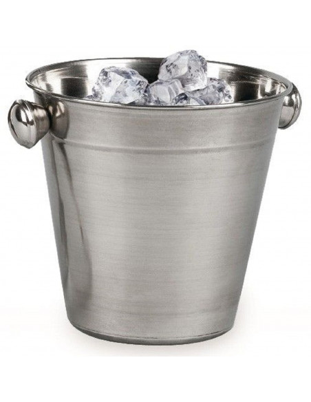 Champanera de acero inoxidable, diámetro 14 cm, cubitera, cubo de champán para cubitos de hielo con asas, acabado mate, recipien