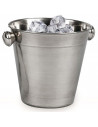 Champanera de acero inoxidable, diámetro 14 cm, cubitera, cubo de champán para cubitos de hielo con asas, acabado mate, recipien