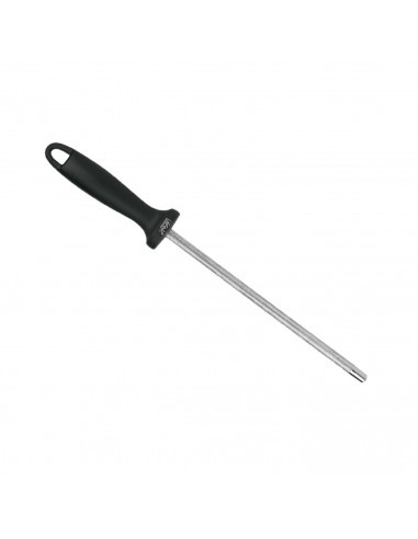 Afilador de cuchillos manual de acero 20 cm con mango de plástico negro, afilador profesional de cocina para cuchillos jamoneros