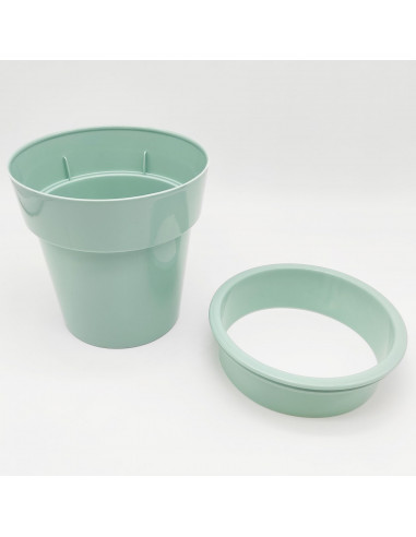 Tradineur - Maceta con aro desmontable redonda, plástico, macetero, tiesto para plantas, flores, balcón, terraza, hogar, 4 litro