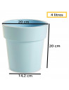 Tradineur - Maceta con aro desmontable redonda, plástico, macetero, tiesto para plantas, flores, balcón, terraza, hogar, 4 litro