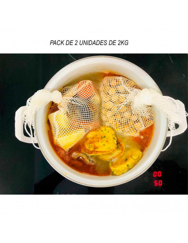Tradineur - Pack de 2  bolsas para legumbres, mallas, red de nylon para cocción, 2 kg de capacidad, reutilizables, cocina, 35 x