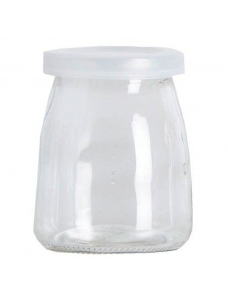 Tradineur - Bote de vidrio con tapa de plástico para yogurtera, frasco, tarro rellenable para preparar yogures, natillas, potito Tradineur - Bote de vidrio con tapa de plástico para yogurtera, frasco, tarro rellenable para preparar yogures, natillas, potito