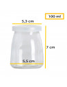 Tradineur - Bote de vidrio con tapa de plástico para yogurtera, frasco, tarro rellenable para preparar yogures, natillas, potito