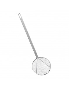 Tradineur - Espumadera de acero inoxidable 41 x 12 cm, paleta de cocina con malla metálica para patatas fritas con agujero para
