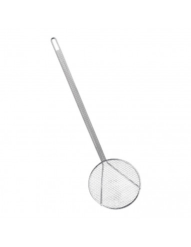 Tradineur - Espumadera de acero inoxidable 41 x 12 cm, paleta de cocina con malla metálica para patatas fritas con agujero para