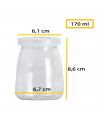 Tradineur - Bote de vidrio para yogurtera con tapa de plástico, frasco, tarro rellenable para preparar yogures, natillas, potito