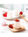 Tradineur - Bote de vidrio para yogurtera con tapa de plástico, frasco, tarro rellenable para preparar yogures, natillas, potito